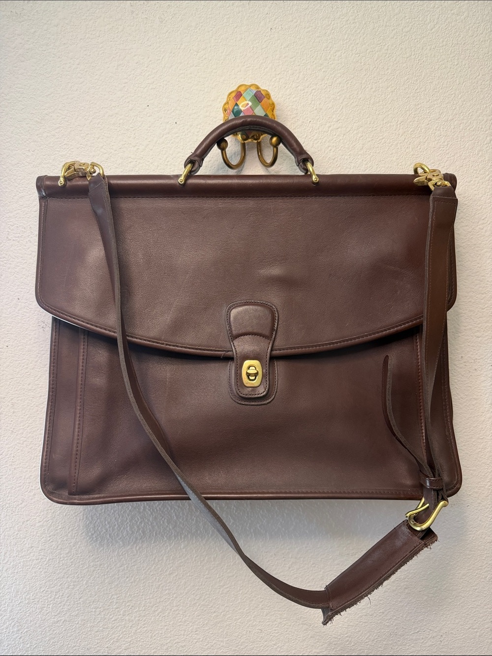 Vintage Coach Brown Leather Briefcase Shoulder Bag, never used